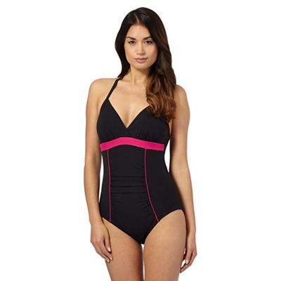 Beach Collection Black ruched swimsuit